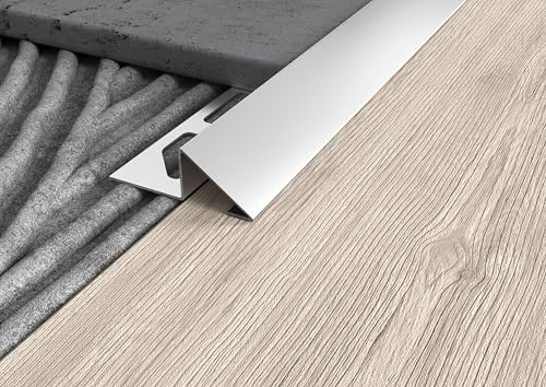 MINUTA PROFILI Profili In Acciaio Terminali A Rampa Profili Per Piastrelle Decorazioni Angoli Rivestimenti Di Ceramica Mosaico E Marmo Profilo Pavimento Barra 2,5 M Facile Da Installare (OPACO 10 MM)