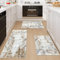 Famibay Juego de 3 alfombrillas de cocina antideslizantes y lavables, color marrón, moderno, abstracto, para cocina, lavandería, pasillo, 50 x 120 cm + 50 x 80 cm + 50 x 80 cm