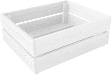 Lermowood Holzkisten Box0521 50 x 40 x 19cm Weiß | Dekokisten aus Holz Massive Holzkiste Regalkiste Weinkiste