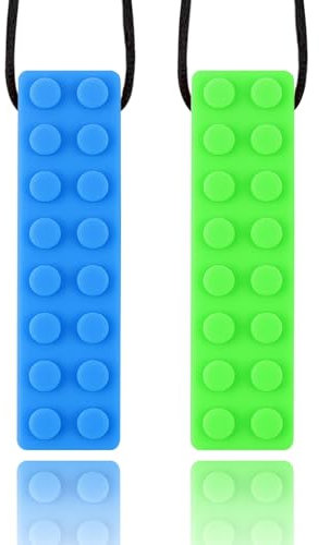 Vicloon Kauen Halskette,2 Stück Sensory Chew Halskette,Baby Beißspielzeug BPA-frei, Sensory Silikon Beißring Set für das Zahnen von Babys, Kinder mit Autismus ADHS