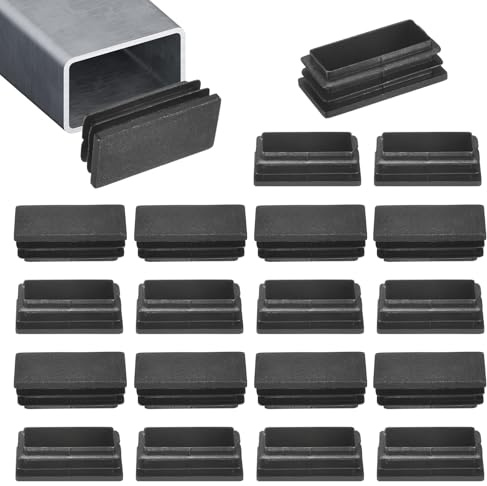 M METERXITY 20er-Pack Kunststoff-Rechtecklochstopfen, 25 x 50mm Kunststoff-Rechtecklochstopfen für Stuhlbein/Barhocker/Fitnessgeräte, Stuhlgleiter Zaunstecker Bodenschutz