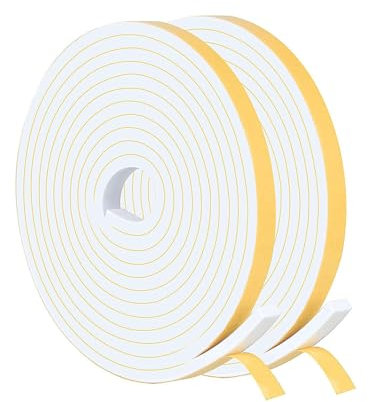 Logei Dichtband Selbstklebend, Gummidichtung Türdichtung Schaumstoff Klebeband Dichtungsband für Türen Fenster Gummi Schaum Siegel Schalldämmung Kollision (12mm(B) x 6mm(D)/8m)