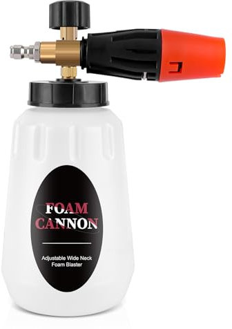 Schaumkanone Schneeschaumlanze, Nalikosty 1L Snow Foam Cannon Einstellbare Schaumlanze Schaumdüse Schaumsprüher mit 1/4 Schnellanschluss für Hochdruckreiniger Verbesserte Schaumpistole Autowäsche