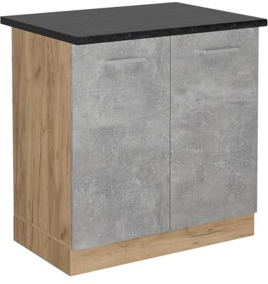 Vicco Meuble Bas sous-évier R-Line, Béton, 80cm, PT Anthracite