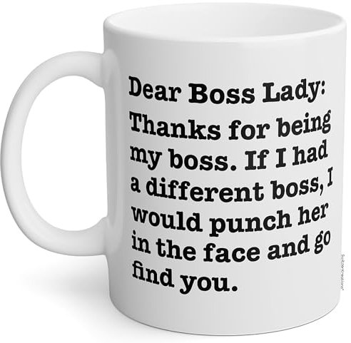 Tasse « Dear Boss Lady », cadeau de remerciement pour femme, collègue, manager, bureau, infirmière, employé, coordinateur du chaos, cadeau de remerciement pour enseignant – fantaisie – 325 ml