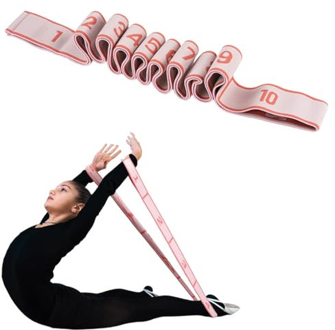 Yoga Stretching Strap, Stretching Band mit 10 Schleifen, Hochelastischer Gymnastikband, für Pilates, Tanz, Gymnastik