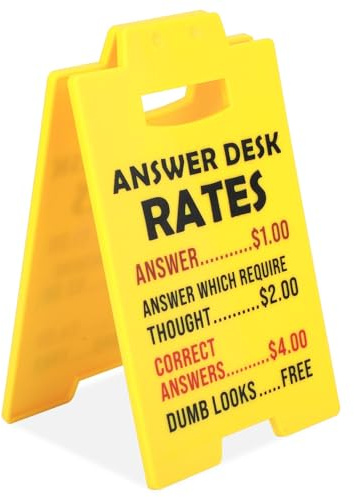 Gosknor Schild mit den Tarifen für den Antwortschalter, 16 x 10 x 8 cm Lustiges Team-Bürogeschenk Lustiges Büro-Gag-Schild für Kollegen Mitarbeiter Teamkollegen Chef