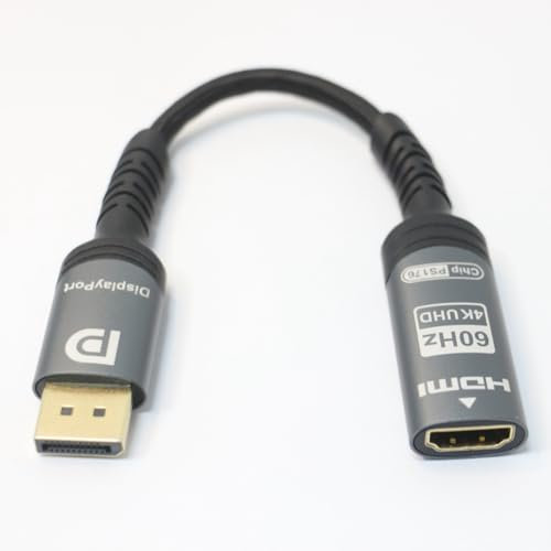 Ubluker 4K 60Hz Adaptador DisplayPort a HDMI Premium IC:PS176 DP a HDMI Extensión Cable Macho a Hembra 4K 60Hz 2K 165Hz 144Hz 120Hz 60Hz Compatible con UHBR HDCP2.3 PC Monitor Portátil Proyector
