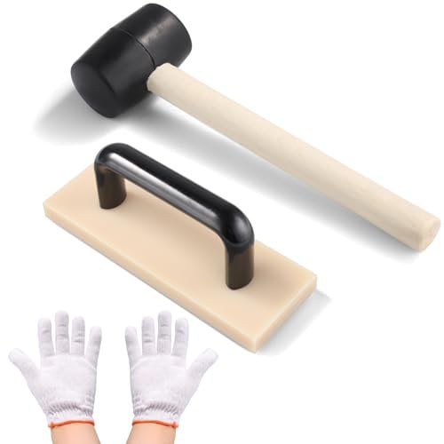 Laminat Verlegeset Set, Gummihammer mit Doppelkopf und einem Paar Handschuhe, Vinylboden Verlegewerkzeug für Laminat- und Vinylpaneele Vinylpaneele Vinylboden Schlagklotz