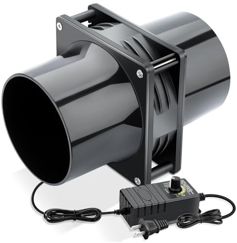 Wathai 120mm x 38mm 4 Inch Small Exhaust Fan 12V Duct Fan with Speed Control, Fume Extractor for Paint Booth, Soldering, Laser Engraving, Greenhouse Ventilation