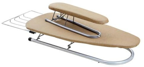 PA-DABAOO Tabletop Ironing Board with Removable Sleeve Board,Metal Frame Mini Ironing Table Countertop,with Heat Resistant Cover And Thicken Pad,Gold