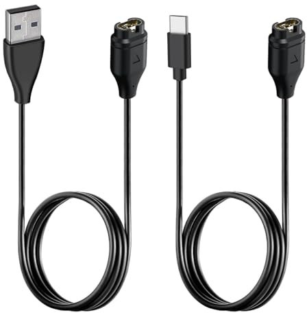 Cable de carga compatible con Garmin Instinct/Vivoactive/Venu/Fenix, 2 unidades USB-A y Tipo-C 1m, cargador rápido reloj inteligente, ligero y fiable portátil para casa, oficina de viaje