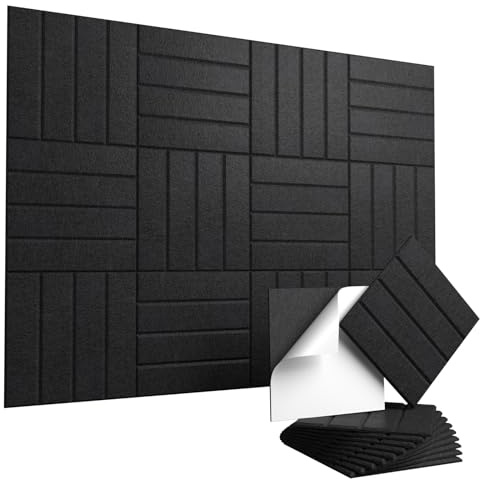Vieshful 20er Pack Akustikpaneele Selbstklebend – 30x30x1cm Schallschutzplatten & Wandpaneele selbstklebend aus Filz, Hochdichte Akustikplatten für Wandverkleidung, Tonstudio, Heim & Büro, Schwarz