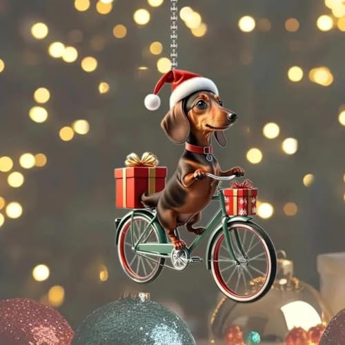 3Pcs Dachshund Christmas Ornament, Acrylic 2D Cartoon Animal Christmas Ornaments, Funny Dachshund Dog Ornament for Christmas Tree, Dachshund Gifts for Dog Lovers, Christmas Decorations for Home
