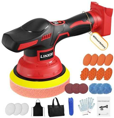 Cordless Car Polisher for Car Detailing Compatible with Milwaukee 18V Battery (Battery Not Include), 6 inch Car Buffer with 26pcs Polishing Kit, 8 Variable Speed Portable Orbital Polisher for Auto