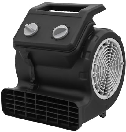 Fyssnn Ventilateur électrique industriel 250 W - Avec 3 vitesses - Ventilateur de sol portable - Ventilateur radial pour tapis et sol - Déshumidification et ventilation - Noir