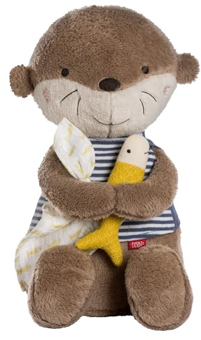 Fehn Kuscheltier Otter Theo XL – Großes Stofftier und Einschlafhilfe | Spielgefährte und Beschützer zum Greifen, Fühlen und Knuddeln – Plüschtier für Babys und Kleinkinder ab 0 Monaten