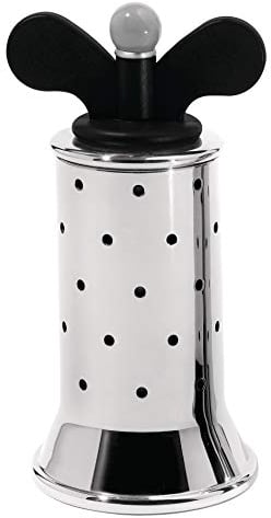 Alessi 9098 B - Macinapepe di Design con Alette, Acciaio Inossidabile e Resina Termoplastica, Nero