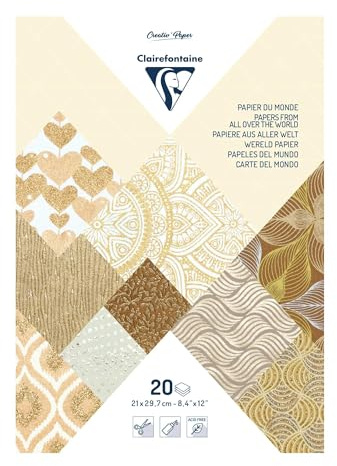 Clairefontaine 95096C Block verleimt mit 20 Bögen Papier aus aller Welt (21 x 29,7 cm, geeignet für Scrapbooking) 1 Pack braun