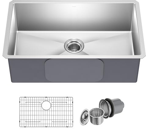 KRAUS Standart Pro 30 -inch Undermount Single Bowl 16 Gauge Stainless Steel Kitchen Sink, KHU100-30