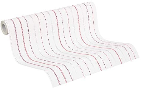 Esprit Kids Vliestapete Girls Dreams, Streifentapete, weiß, silber, purpur, rot, 941293