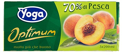 Yoga Succo Optimum Pesca - 8 confezioni da 3 pezzi da 200 ml [24 pezzi, 4800 ml]
