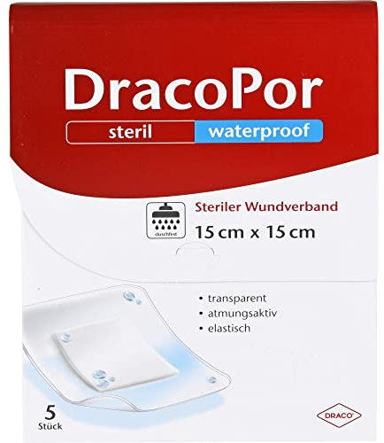 DRACOPOR waterproof Wundverband 15x15 cm steril 5 St