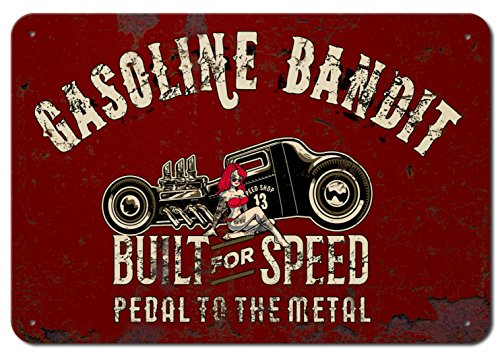GASOLINE BANDIT Original Hot Rod Racer Deko-Blechschild: Pedal to The Metal