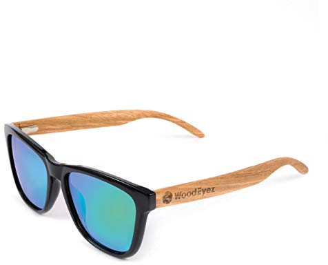 WoodEyez® Holz Sonnenbrille Herren und Damen - mit flexiblen Holzbügeln zur Anpassung an die Kopfform - polarisierende Brillengläser mit UV 400 Schutz für die Augen - für Freizeit und Alltag