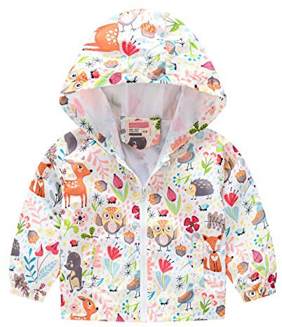 Coupe-Vent Manteau Imperméable Bébé Garçon Filles Blouson Zipper Poche Veste Blazar Dessin Animé Imprimé Sweat à Capuche Printemps Automne Hiver pour Enfant 1-5 Ans Sunenjoy