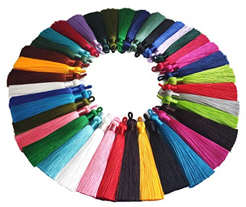 40Pcs Quasten 9cm 20 Farben Terylene Anhänger Handgefertigte Troddel Tassel mit Schleifen für Schmuckherstellung DIY Projekte Lesezeichen