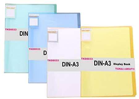 TUKA-i-AKUT [4x] Sichtbuch PP A3 insgesamt 160 Klarsichthüllen für 320 Blatt (je Buch 40 Klarsichthüllen), Transparente Hülle, Solid Präsentationsordner aus PP, 4er Set in 4 Farben, TKD8033-4x