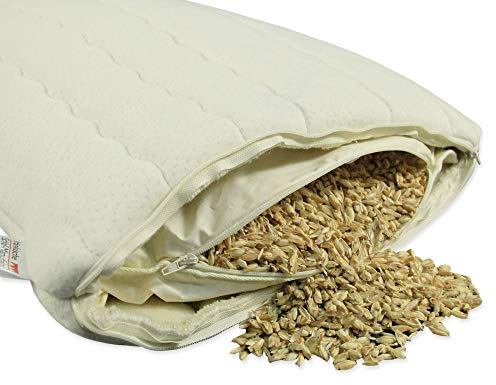 Fränkische Schlafmanufaktur Dinkelspelzkissen 40x80, mit Schafwollbezug, Dinkelspreu, Dinkelspelz