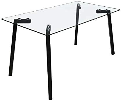 MerkaHome - Mesa Comedor Cristal Templado y Pata Negra de 140x 80 cm Noelia