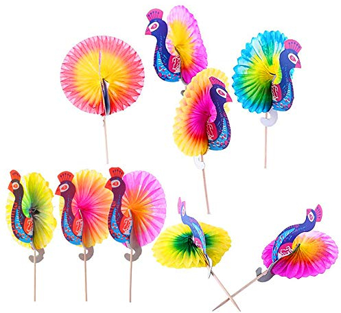LIMEOW Cocktail Dekoration Sticks 100 st Farbmischung Parties Drink Sticks Cocktailspieße Cocktail Papier Dekoration Sticks Cocktail Drink Sticks Pfau für Cocktail Tropical Drinks Fruchtetikett