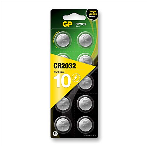 GP Pile a bottone al litio CR2032 3 V (CR 2032/DL2032), 10 batterie CR2032