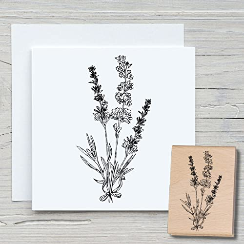 NEWSTAMPS Stempel Lavendel Motivstempel groß aus Holz & Gummi zum Karten basteln, Holzstempel, Blumen, Pflanzen, Floral, Wiese, Gräser, Scrapbook, Textilstempel, Deko, Kinder
