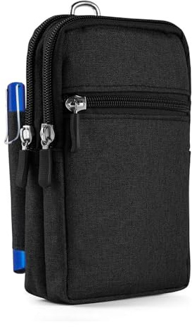 Étui de Ceinture pour Téléphone Portable, Petit Sac de Ceinture Homme, Vertical Ceinture Clip Sacoche Etui Universel Pochette de Smartphone 6.9 Housse Etui de Transport avec Mousqueton et Porte-Stylo