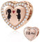 Rose Gold Boy and Girl in Love Heart Charms, fits Pandora Valentines Day Bracelet, 925 Sterling Silver U and Me with CZ Lover Beads, Gifts for Boyfriend/Girlfriend or Wife/Husband