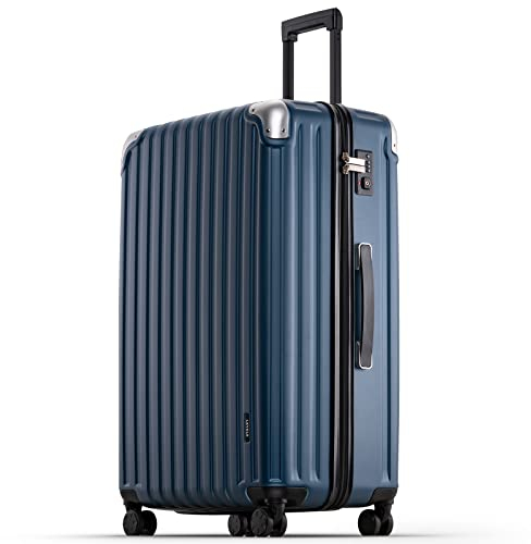 LEVEL8 Valise Cabine ABS+PC Bagage à Main Trolley Rigide Bagages Cabine avec 4 roulettes Doubles Pivotantes et Serrure TSA, 52 * 30 * 78C, 104L, XL Bleu, 28 inch