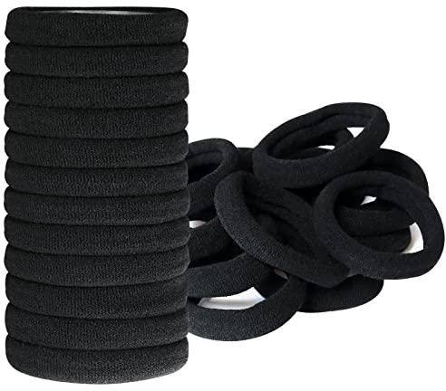 Hanyousheng Haargummi, 50 Stück Haargummis Schwarz, Dickes Baumwolle Haargummi, Weich Elastische Haar Bobbles Nahtlose Haarbänder, Dehnbares Pferdeschwanz Halter für Für Mädchen Mann Frauen