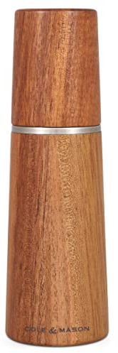 Cole & Mason Marlow Acacia Salzmühle Holz, Akazienholz, 18.5cm, Gewürzmühle, Traditionelle verstellbare Salzmühle mit Keramikmahlwerk, H322222