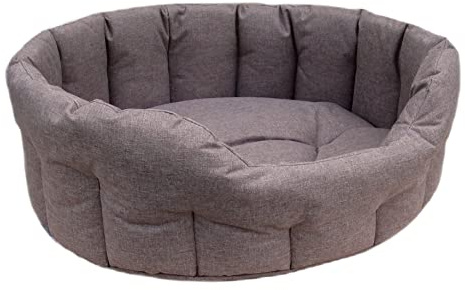 P & L Superior Pet Beds P&L Country Dog Heavy Duty Oval Waterproof Light Brown Softee Dog Bed Size Jumbo Internal L90cm X W74cm X H25cm / Base Cushion 8cm thickness