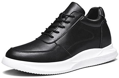 VIBLiSS Unsichtbare Schuhe Zur Erhöhung Der Körpergröße Für Herren, Weiße Elevator-Sportschuhe, rutschfeste Business-Büro-Turnschuhe, 3,14 Zoll Größer,Black 8cm,43 EU