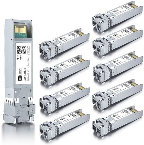 10 pack,10G Single Mode SFP+ LC Module, 10GBase-LR Fiber Transceiver for Cisco SFP-10G-LR, Meraki MA-SFP-10GB-LR, Ubiquiti UniFi UF-SM-10G, Mikrotik, Netgear,D-Link,TP-Link (SMF,1310nm,10km,DDM)