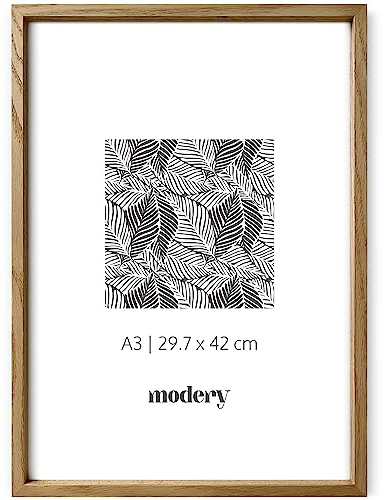 Modery Bilderrahmen A3 aus Natürlichem Eichenholz für Fotos und Poster, Holzrahmen für Blätter (29.7x42cm, Natur-Eiche)