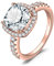 JewelryPalace 3ct Zirkonia Verlobungsring Eheringe Promise Verlobung Ring Silber 925 Damen, Silberringe Trauringe Vorsteckring Hochzeitsringe Antragsring Entouragering Ringe, Damen Schmuck Rosegold 53