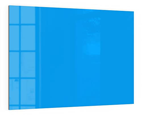 DEQORI Glas-Magnettafel | 120x90 cm groß | Unifarben - Hellblau | Memo-Board aus Glas | Magnetboard inkl. Magnete, Stift & Tuch für Küche & Büro | Tafel magnetisch & beschreibbar