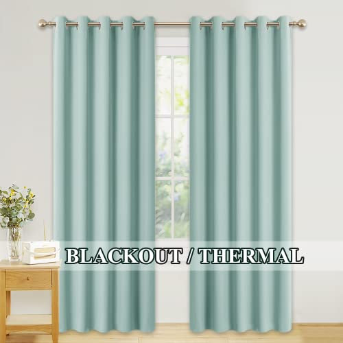 PONY DANCE Cortinas Salon Modernas Cortinas Verdes Cortinas Opacas Termicas Aislantes Frio y Calor Cortinas Dormitorio Niño, 2 Piezas, 167x228 CM, Verde Claro