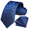 HISDERN Krawatte Herren Paisley Krawatte und Einstecktuch Set Krawatten Royal Blau